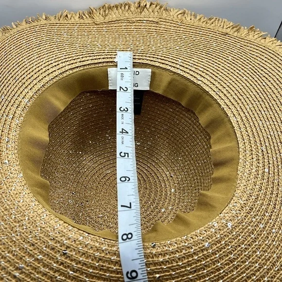 David and Young Sunhat Tan with Silver Sparkling Large Brim Hat Beach Hat - Picture 9 of 11